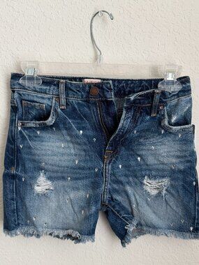 NWT GUESS Girls Size 10 Distressed Embellished Denim Shorts.    (A)